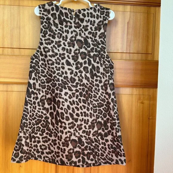 Tahari Girl size 6 Dress Leopard Print Sleeveless Faux Leather Pockets - Picture 2 of 7